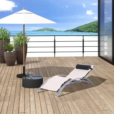 Aluminum Patio Tanning Chair with Soft Padded Seat Cushion, View more