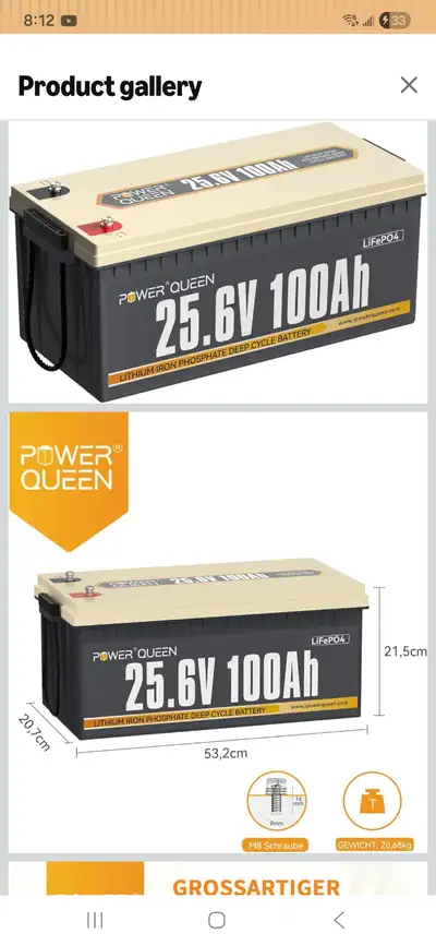 24v 100ah power queen lithium phosphate battery's, View more