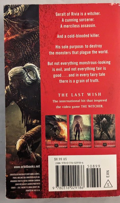 Witcher: The Last Wish by Andrzej Sapkowski paperback in Fiction in Oakville / Halton Region - Image 3