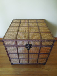 Vintage Rattan Trunk Chest Chinoiserie