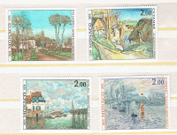 MONACO.Série de 4 grands Timbres ART 1874-1974.