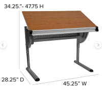 Drafting Table, Cherry/Pewter