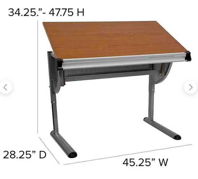 Drafting Table, Cherry/Pewter in Other Tables in Edmonton
