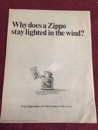 1967 Zippo Lighters Original Ad