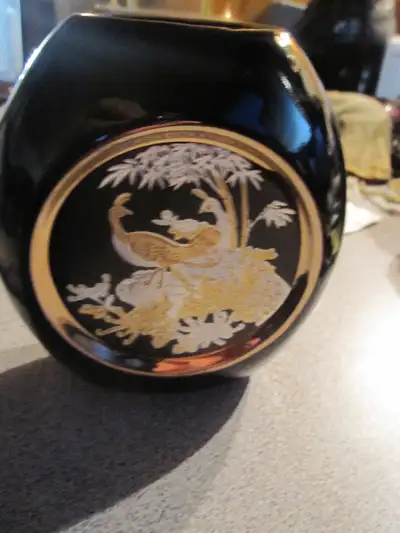 Art Of Chokin Vase 24kt Gold Peacock Made In Japan, View more