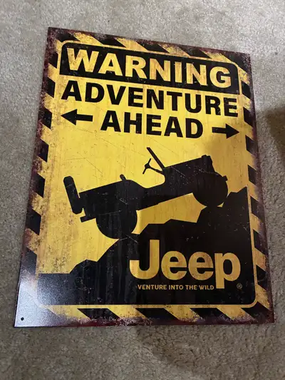 affiche jaune  sign en métal Jeep officiel made in usa du dealer, View more
