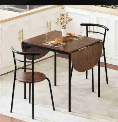 Costway folding leaf dinning table and 2 chairs, View more