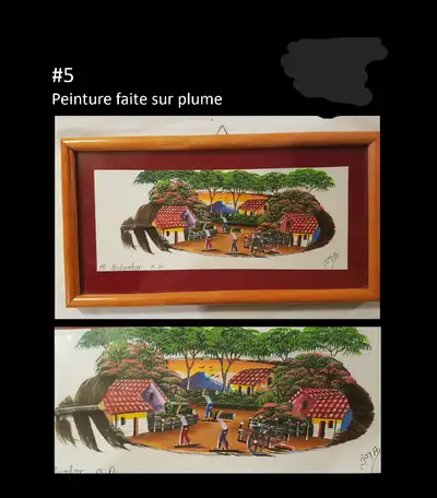 Peinture sur Plume Encadrée, View more