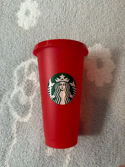 Starbucks plastic glittery red reusable cup (without straw), View more