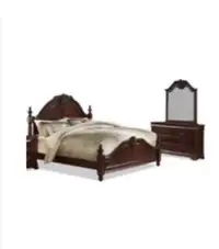 Queen size bedroom set with dresser and mirror, end table, headb