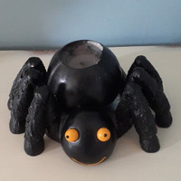 Halloween black tarantula spider candle holder