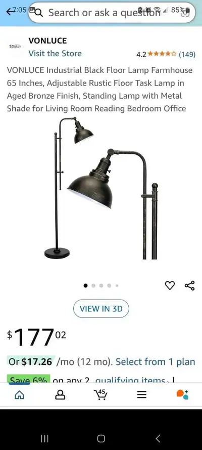 Vonluce Floor Lamp brand new in box , View more