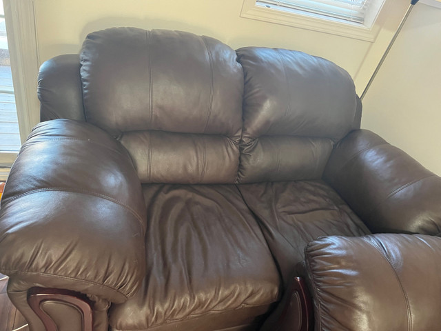6 seater 3 piece pure leather sofa for sale  in Couches & Futons in Oshawa / Durham Region - Image 2