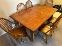 Wood dining table and chairs 