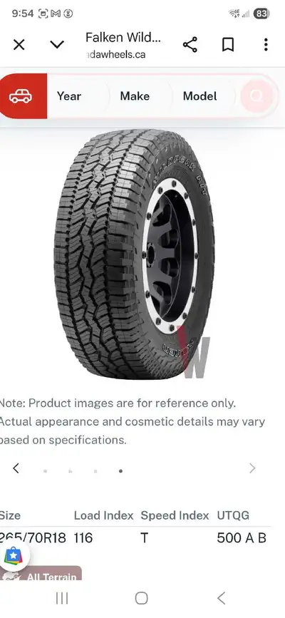 Up for sale are these Falken Wildpeak A/T tires, size 265/70R18, perfect for all-terrain adventures....