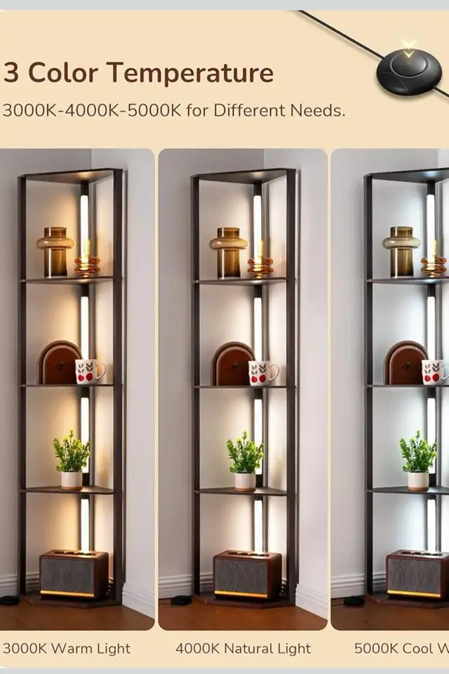 Modern LED Corner Floor Lamp with 4-Tier Shelves in Indoor Lighting & Fans in Oshawa / Durham Region - Image 3