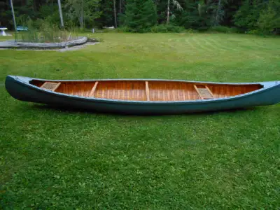 15' 6" Huron Bastien Brothers Canoe; Circa '50s - '60s. Built in Lorette, Quebec, now Wendake -- Fir...
