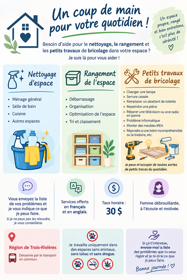 Cleaning, Organizing, and Minor DIY Services Offer
