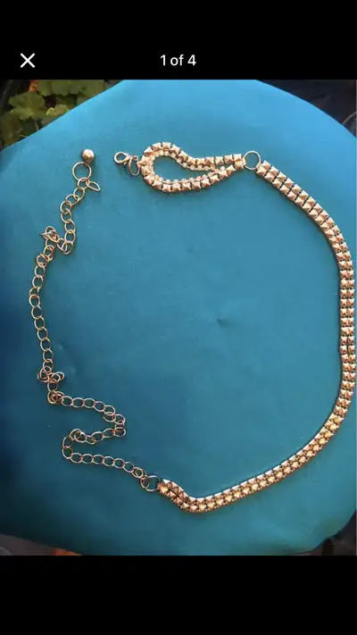 Elegant, slender chain style belt,  rhinestone studded  closure, View more