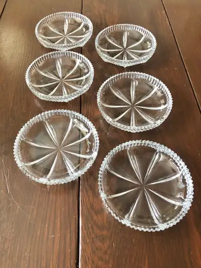 Vintage Pressed Glass Dish Dishes Bowls Set Clear Footed, View more