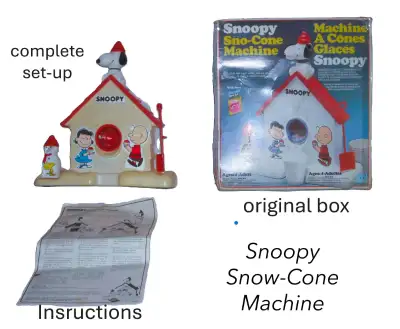This product, Snoopy Snow-Cone Machine, is about 40 years old, Only one instruction sheet is needed...