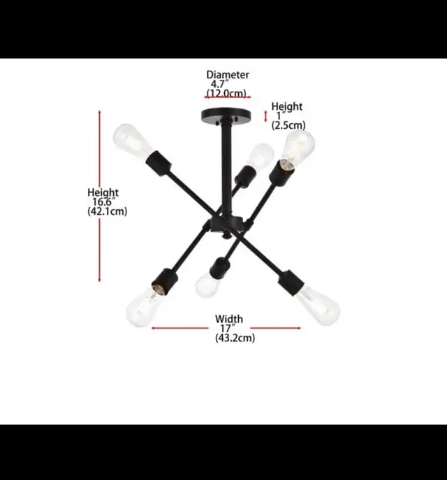 All black Sputnik Modern Linear Chandelier in Indoor Lighting & Fans in Mississauga / Peel Region - Image 4