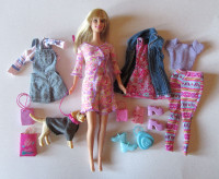 Barbie doll lot with fashion wardrobe, accessories and pet