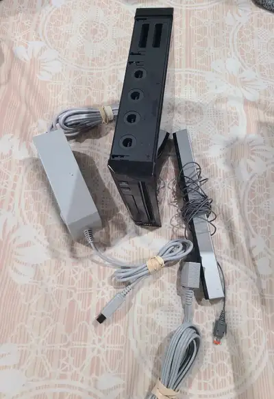Black wii console (backwards Compatible) with cables! , View more