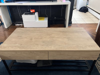 Large oak coffee table with 2 large drawers 