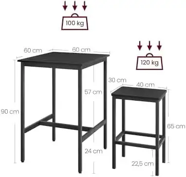 Bar Table Set with Stools Dining Table with 2 Chairs Small Kitch in Dining Tables & Sets in Markham / York Region - Image 6