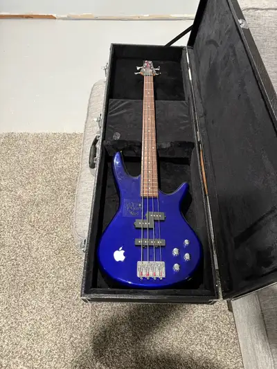 Bass guitar and practice amp, View more