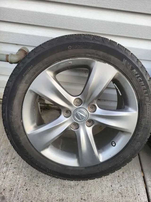 18" Acura Alloy Wheels Michelin XIce 245-45 R18x6J55 Tires 5x120 in Tires & Rims in St. Albert - Image 4