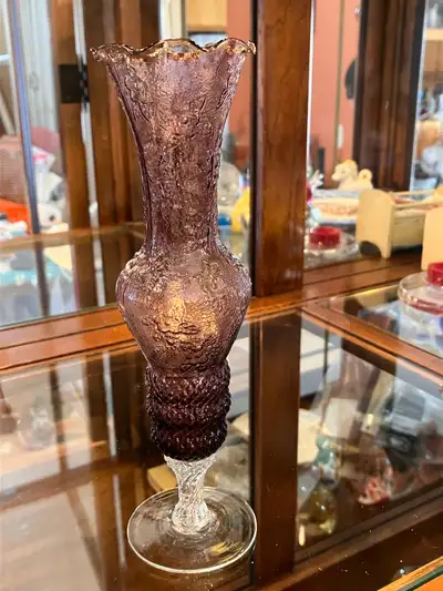 Vintage glass purple vase , View more