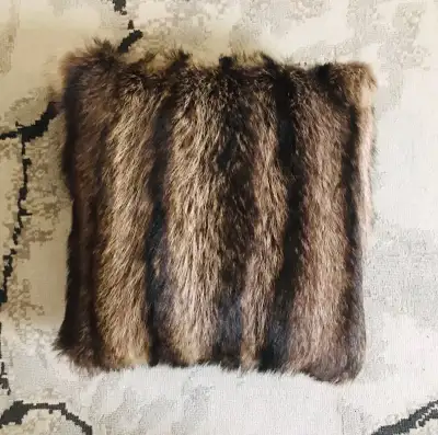 Raccoon Fur Decorative Accent Pillow, View more