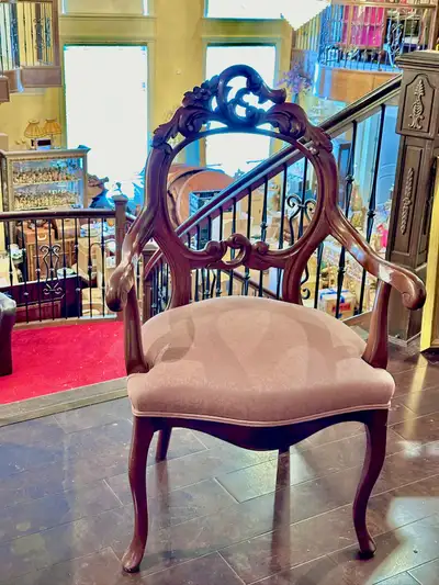Carved wood accent chair, View more