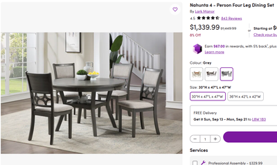 Lark Manor Round Dining Table + 4 Chairs. MUST GO TODAY, View more
