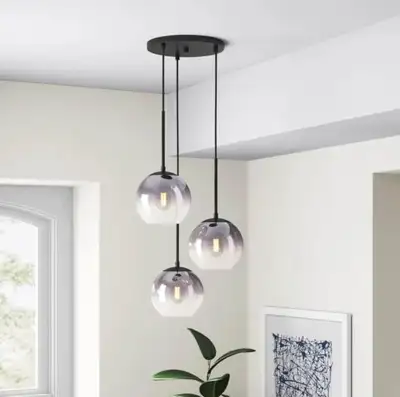 Callisto 3-Light Black Ombre Glass Pendant, View more