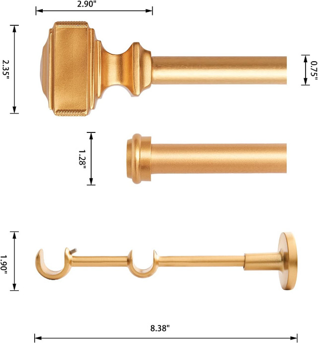 #ROVARD Double Curtain Rod with Square Finials in Bathwares in City of Toronto - Image 4