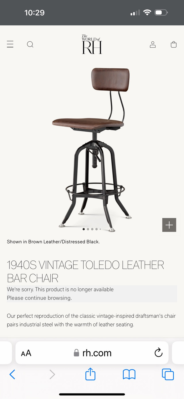 Restoration Hardware Toledo Bar Stool / Counter Stool in Other in Calgary