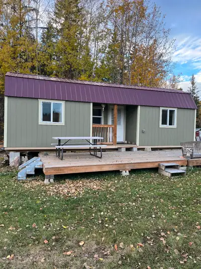 Cute Premier built cabin -Size 12 by 32 ft. featuring high-quality 2 by 6 spruce wall framing, - 50-...
