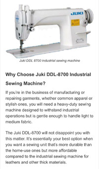 Brand New!! Juki DDL-8700 industrial sewing machine - unopened!!