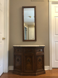 Hall Console and Mirror with Marble Top