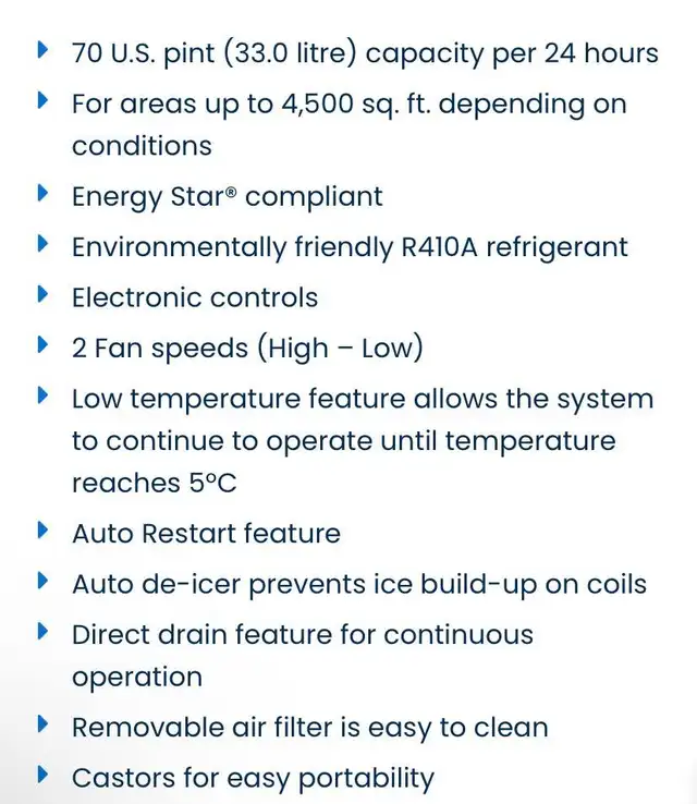 Danby premier dehumidifier 70 pint in Heaters, Humidifiers & Dehumidifiers in Kitchener / Waterloo - Image 5