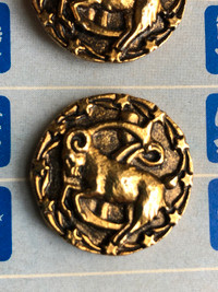 Set of 3 ARIES Vintage Metal Horoscope Buttons on original card
