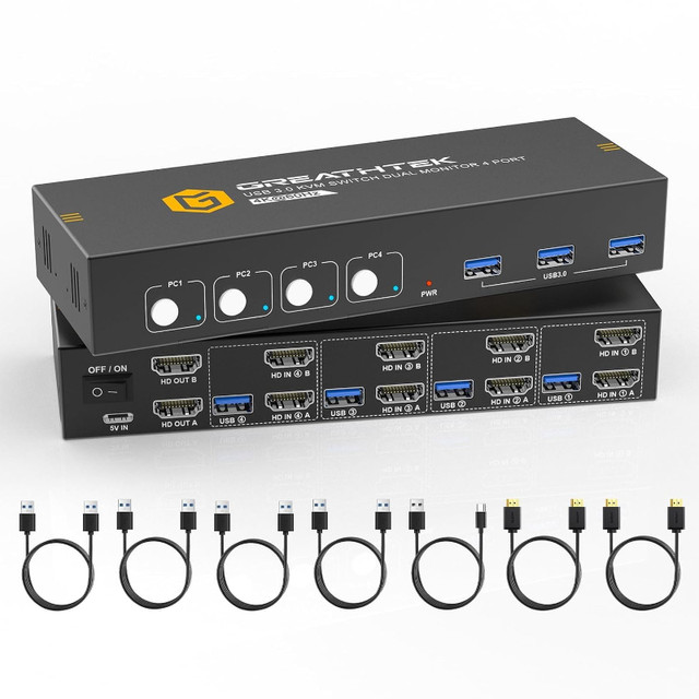 4 Port KVM Switch HDMI Dual Monitor in Cables & Connectors in Markham / York Region