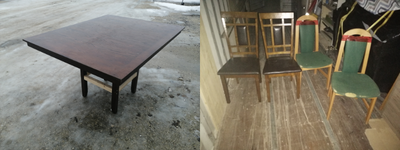 Dining table 61 x 48/Four chairs, View more