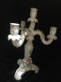 Dresden Porcelain Candelabra-Hand Made 4x Candle-Wild Flowers