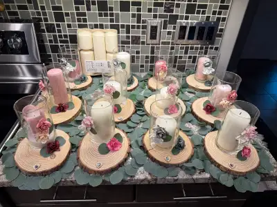 $100 FIRM for all 12 centrepieces including brand new package of candles That’s only $8 per centre p...