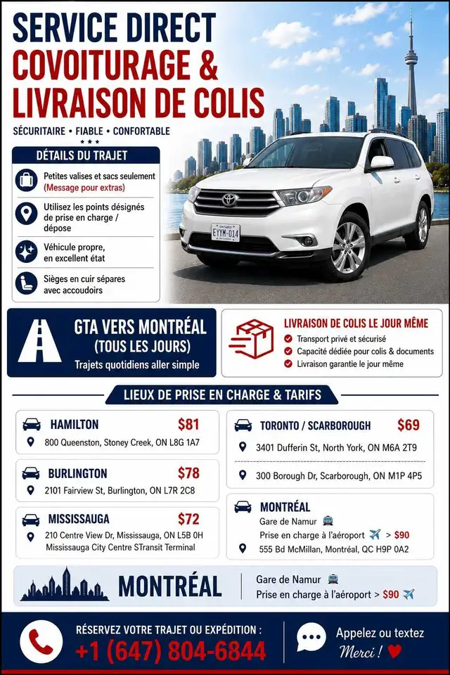 GTA | Montreal Rideshare - Trip Confirmation