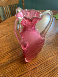 Cranberry Chalet Art Glass Vase